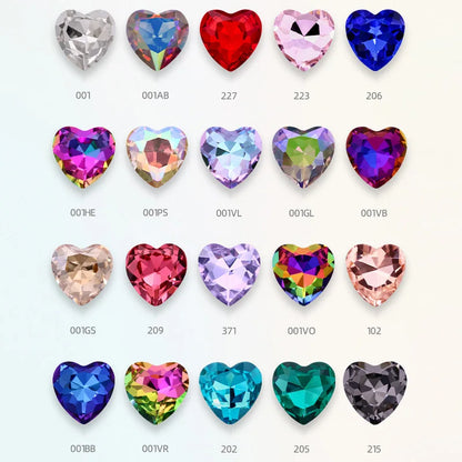 8-14mm Heart Rhinestone Nails Decoration Pointback Glue On Crystals Art Crafts DIY Heart Rhinestones Crystal Strass