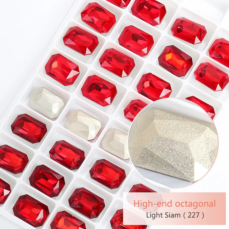 Pointback Strass Glitter Crystal K9 Glass Rhinestone DIY Craft Beads Glue on Clothes Octagon Rhinestone Applique