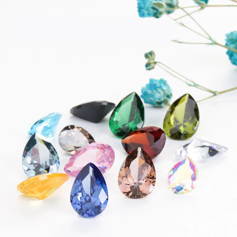 Pointback Drop Zircon Stones Colorful AB Color Jewelry Making Accessories Clear Bottom Pendant Rhinestones Crystal Strass