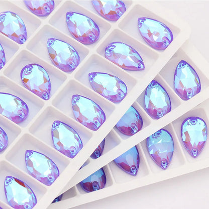 Mocha Fluorescence Sew On Stones Rhinestones Tear Drop Loose Rhinestones Crystal K9 Glass Strass Sewing Garments Accessories