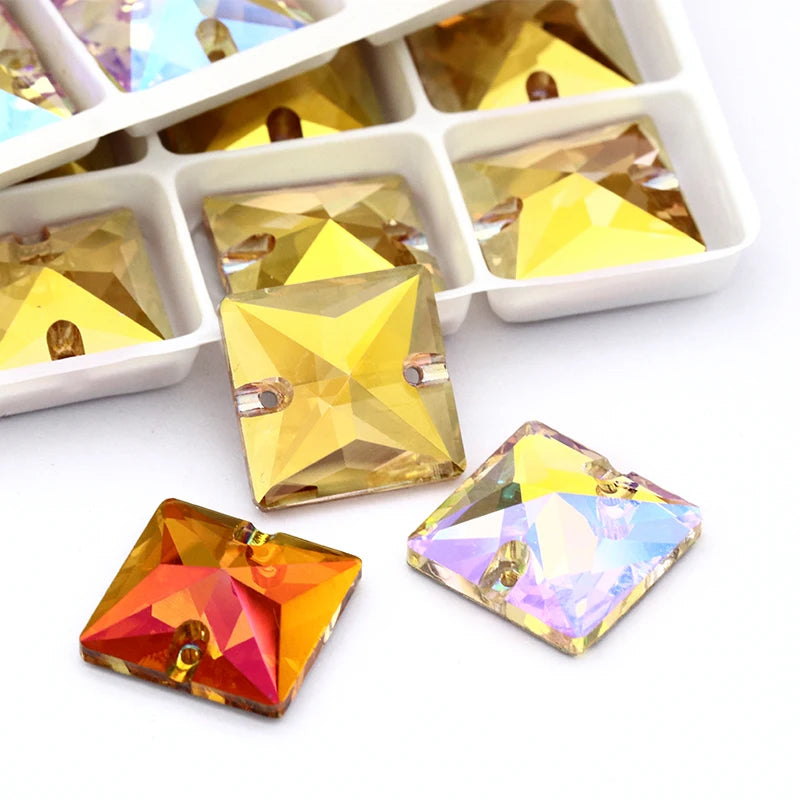 16mm Square Shape Sew On Rhinestones DIY Needlework Rhinestones Accessories Sew On Stones Wedding Dress Decoration Stone