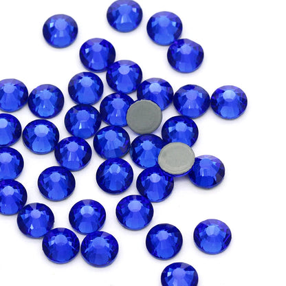 Blue Rhinestones ss3 ss4 ss5 ss6 ss8 ss10 ss12 ss16 ss20 ss30 Crystal Nails Glue on Nails Rhinestones Hot Fix Decorations