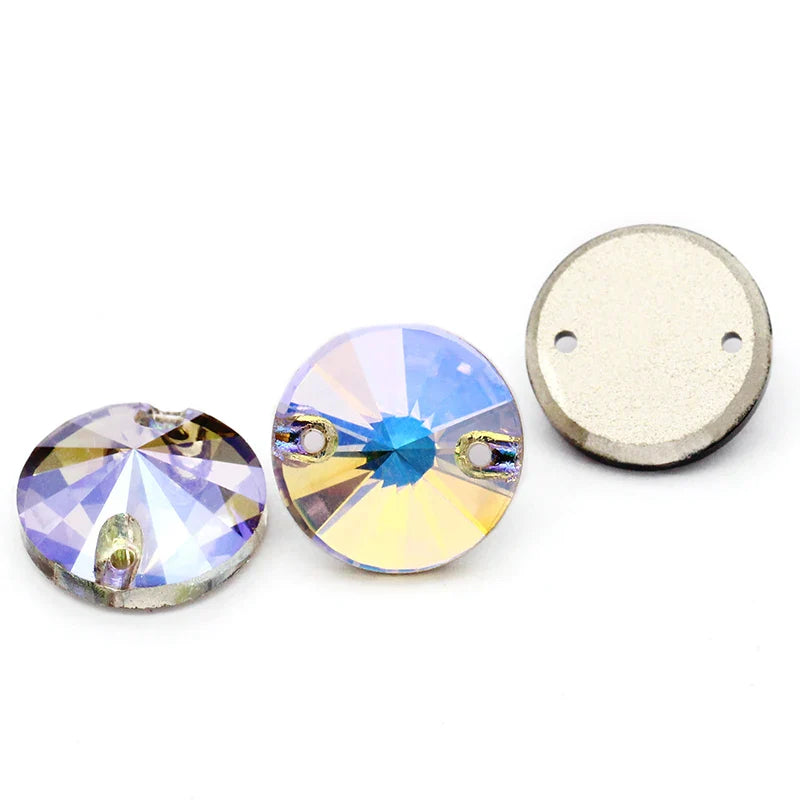 tony bead Glittery Round Paradise Shine K9 Glass Rivoli Sew on Rhinestones Flat Back Strass Crystal Buttons Sew on Clothing Craft