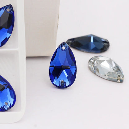 Tear Drop Blue Rhinestones Flatback Loose Crystals Crafts DIY Decoration Loose Strass K9 Glass Sewing Accessories For Clothes