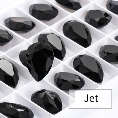 Twinkling Violet Tear Drop K9 Glass Rhinestones Glass Crystal Pointback Rhinestones Glue on Garment Crafts Jewelry Accessories