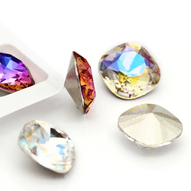 Cushion Loose Rhinestones K9 Glass Multicoloured Shimmer Piontback Strass Crystal Glue on Clothing Jewelry Accessories
