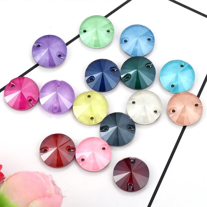 16 Colors Mix Mocha Series Colorful Round K9 Glass Rivoli Sew on Rhinestones Flat Back Strass Crystal Buttons Sew on Clothing - tony beads
