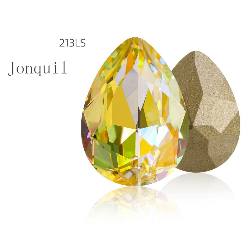 Blue Rhinestones Pointback 7x10mm Shiny Glue On Nails Glass Strass High Quality K9 Glass DIY Crystal Stones