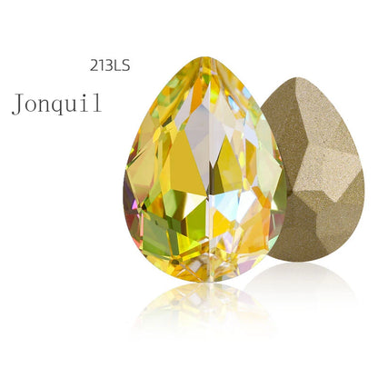 Blue Rhinestones Pointback 7x10mm Shiny Glue On Nails Glass Strass High Quality K9 Glass DIY Crystal Stones