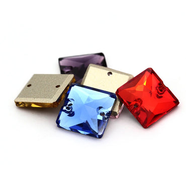 Stylish Bright Colorful K9 Glass Square Sew on Rhinestones Flat Back Strass Crystal Rhinestones Buttons Sew on Clothes Hand Bags