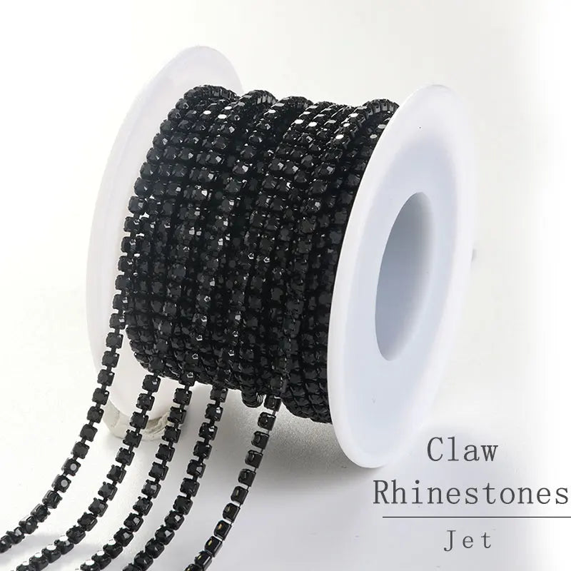 2/5Yard Glass Crystal Rhinestone Cup Chain SS6 SS8 Glue-On Strass Nail Chain Sew-On Rhinestones for Clothes Trim DIY Accessories