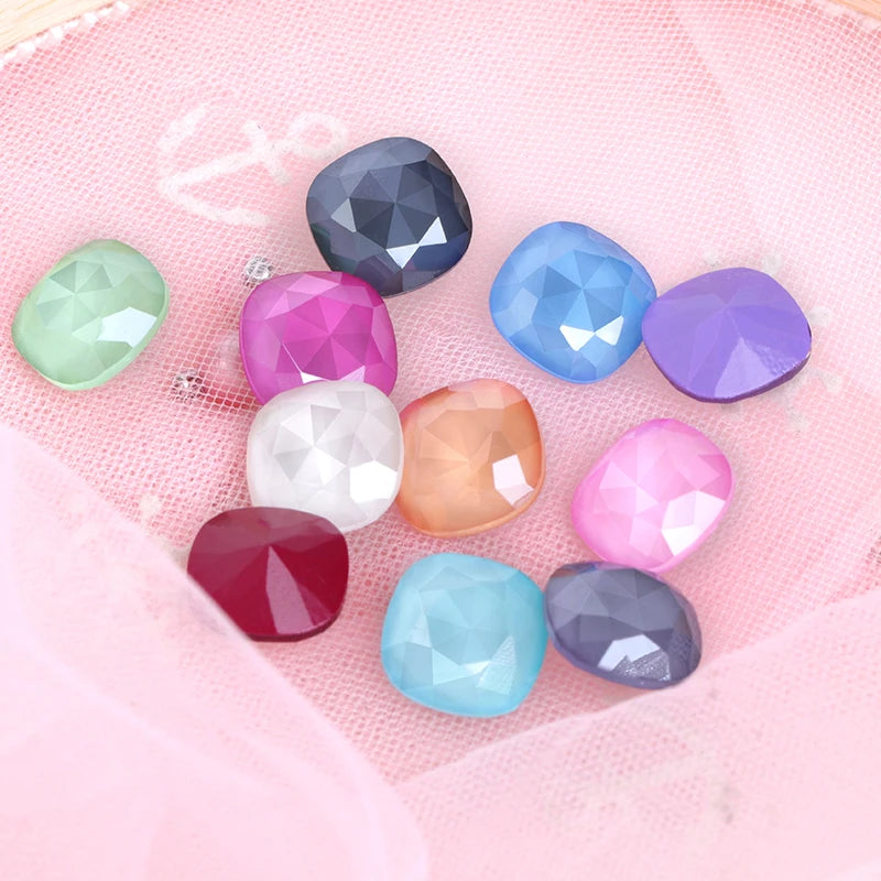 8-12mm Square Shape Mocha Rhinestones Pointback Glass Strass Crystal New Arrival Glue On Nails Loose Stones Rhinestones