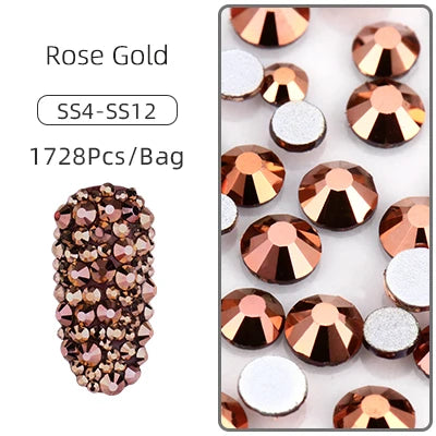 1728pcs Six Grid Mixed Round Nail Flatback Crystal Rhinestones 26 Colors Shiny Glue on Nail Art Phone Shells Make Up Rhinestones