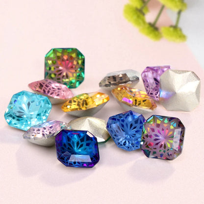 Square Shape Pointback Glue on Crystal Rhinestone Nail Art Accessories Fancy Strass Shining Stone DIY Crafts