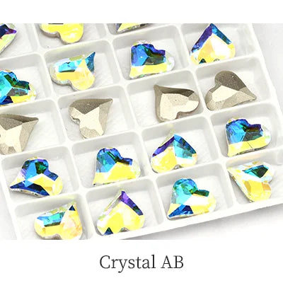 12x13mm Heart Shape Glass Pointback Rhinestones Crystal Glue-on Rhinestones Clothes Decoration Strass Stones DIY Accessories