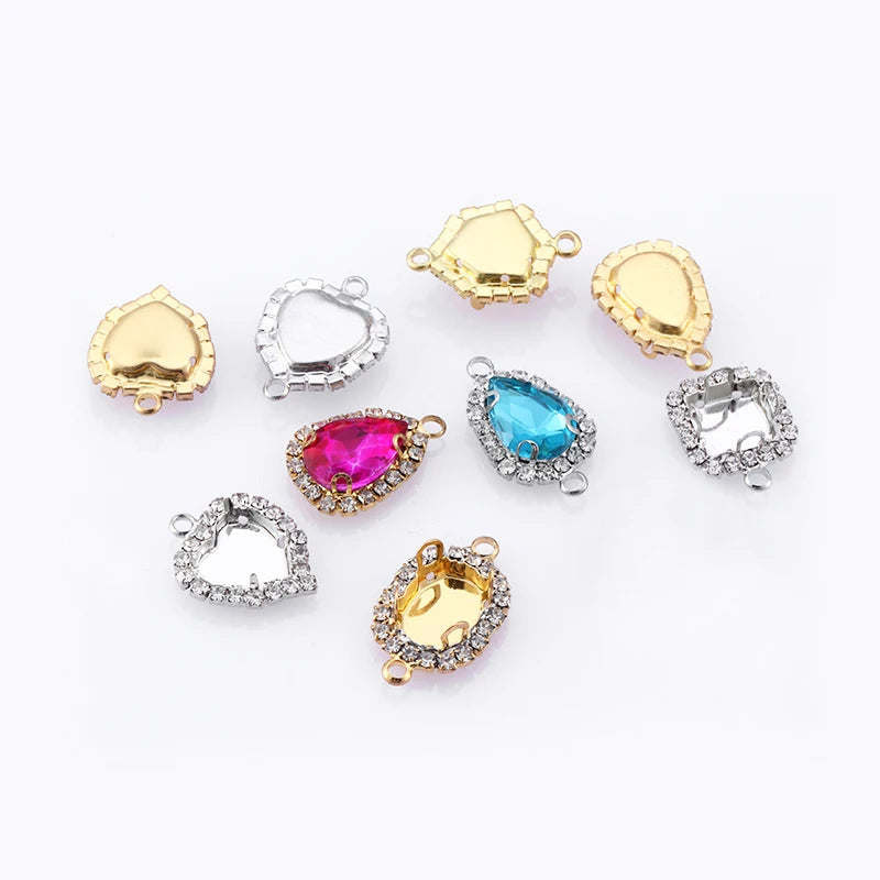 New Arrival Pendant Accessories Oval Shape Copper Claws Rhinestone Flatback Glass Strass Base Jewelry Making Accessories