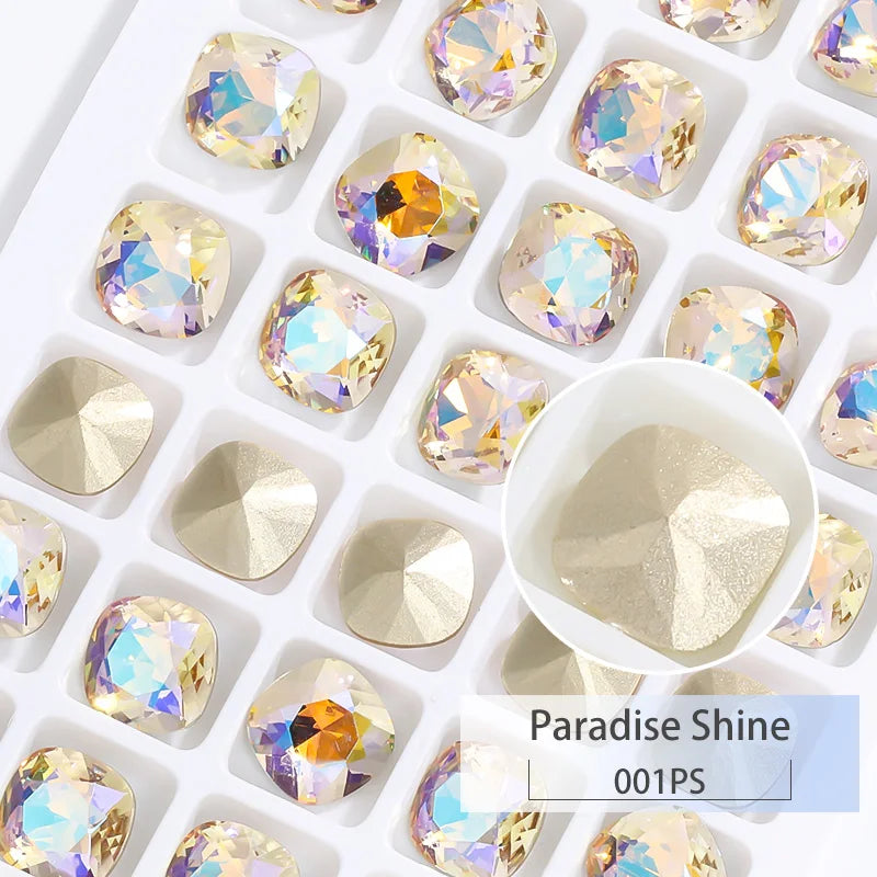 K9 Glass Crystals Crafts Pointback Loose Stones Square Crystals For Clothes Bags DIY Jewelry Decoration Garments Strass