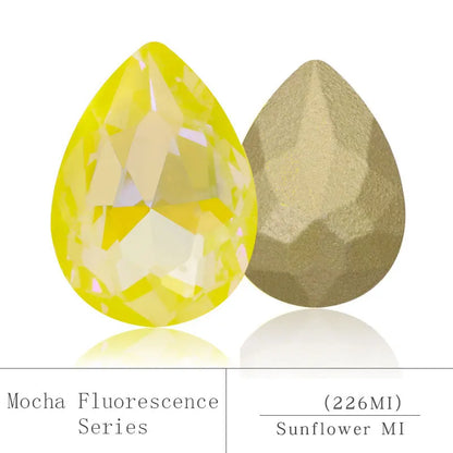 10x14mm Drop Shape Mocha Fluorescence Pointback Rhinestones Pointback Glue On Fancy Stones DIY Decoration Glass Strass Stones