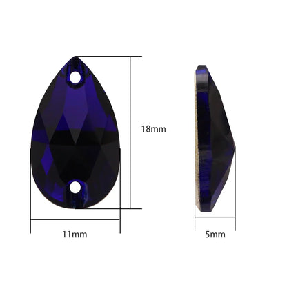 Dark Color Fancy K9 Glass Sew on Stones Light Siam Tear Drop Strass Crystal Rhinestones Flat Back Buttons Sew on Clothing Crafts