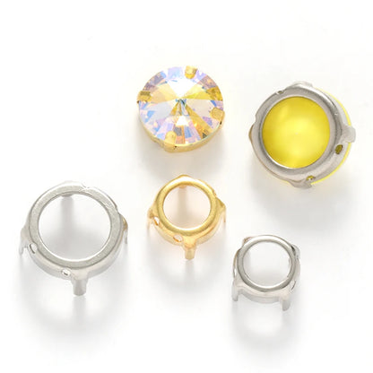 Round Rhinestone Claws Thicken Copper Sew On Stones Holder Loose Rivoli Claws Silver Golden Color Rhinestone Base