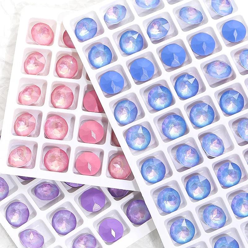 10mm K9 Glass Rhinestones New Colors Round Crystal Rhinestones Pointback Glitter Nail Art Decoration Stones Glue On Nails