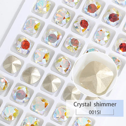 K9 Glass Crystals Crafts Pointback Loose Stones Square Crystals For Clothes Bags DIY Jewelry Decoration Garments Strass