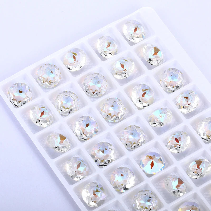 Transparent Fluorescent Drop Oval Rivoli Triangle All Sizes Unfoiled Jewelry K9 Glass Loose Rhinestones Pointback Strass Crystal