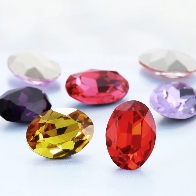 13X18mm Oval Rhinestones For Clothes Bags K9 Glass Strass Crystals Pointback Red Crystals Rhinestone Art Crafts Accessories