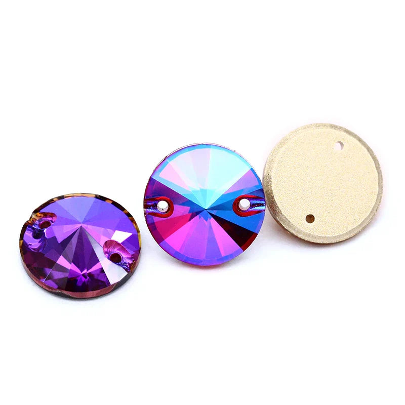 tony bead Magical Shimmer Shiny Round K9 Glass Rivoli Sew on Rhinestones Flat Back Strass Crystal Buttons Sew on Clothing Crafts