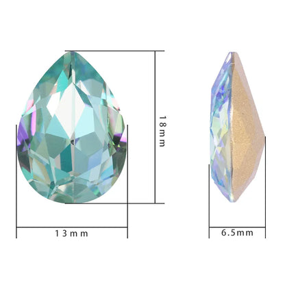 Delicate Twinkling Laser Series Tear Drop K9 Glass Loose Rhinestones Piontback Strass Crystal Glue on Dress Jewelry Accessories