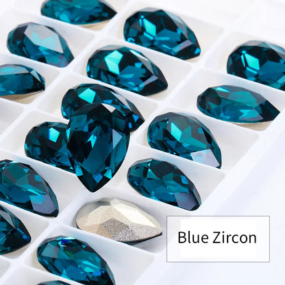 Twinkling Violet Tear Drop K9 Glass Rhinestones Glass Crystal Pointback Rhinestones Glue on Garment Crafts Jewelry Accessories