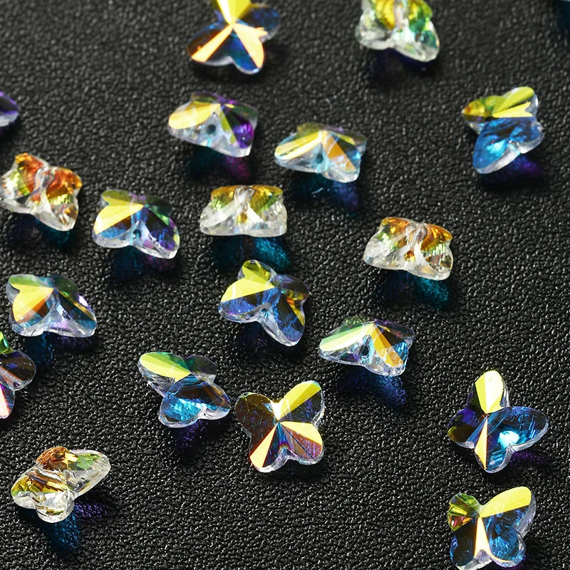 Butterfly Shape Glass Rhinestones DIY Art Crafts Crystals Stones AB Color Loose Hole Rhinestones Bracelets Jewelry Accessories