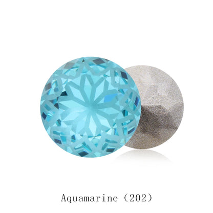 New Arrival 14mm Round Rhinestones Pointback Glass Rivoli Crystal Strass Flower Printing Inside Shiny Glue On Stones