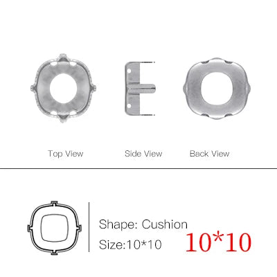 50pcs All Shapes All Sizes Copper Claws High Quality Metal Base Setting for Rhinestones Crystals Sew on Clothing Crafts