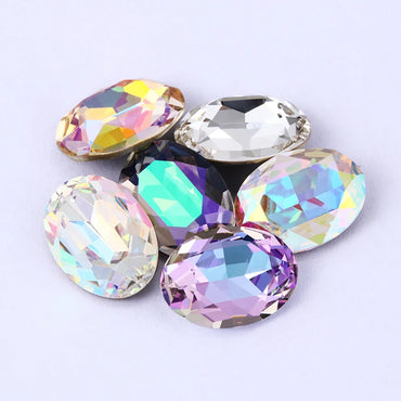 Shining Oval Crystal Strass AB Color K9 Glass Rhinestone for Jewelry Craft Glue on Clothes Decoration Loose Rhinestone Crystals