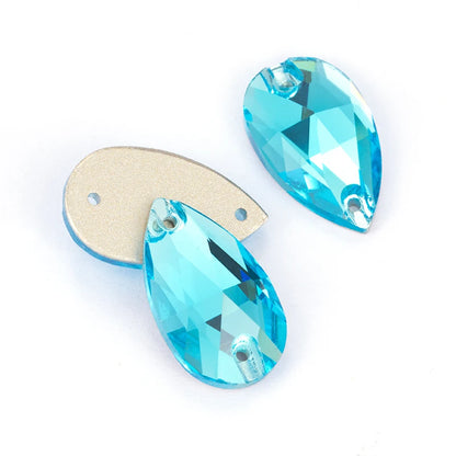 Blue Rhinestones K9 Glass Sew On Rhinestones Flatback DIY Craft Crystals Decorations For Dress Bags Jewelry Garments