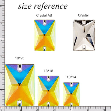 18x25mm AB Color Sew On Stones Rhinestones Rectangle Shape Dress Decoration Rhinestones K9 Glass Strass AB Crystal Strass