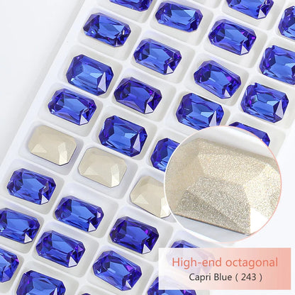 Pointback Strass Glitter Crystal K9 Glass Rhinestone DIY Craft Beads Glue on Clothes Octagon Rhinestone Applique
