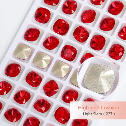 10Pcs Cushion Shaped K9 Glass Crystals for Crafts Sew On Rhinestones Crystal Stone Glue On Pointback Rhinestones for Needlework