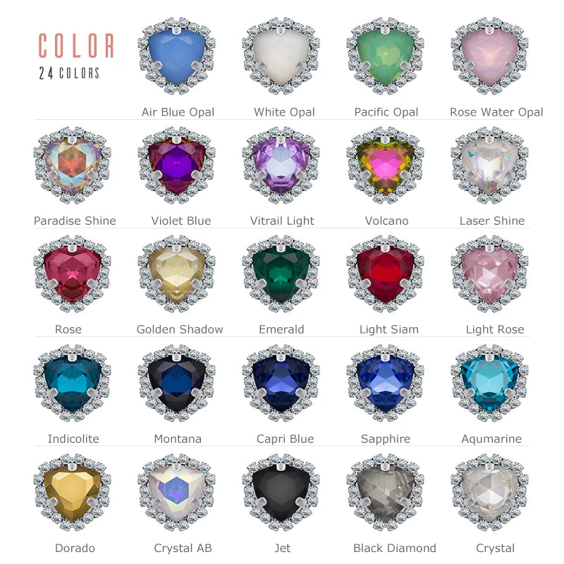 Flatback Glass Rhinestones Strass Trilliant Crystals Stones With Base Sew on Crystals For Clothes DIY Sewing Accessories