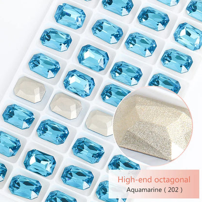 Pointback Strass Glitter Crystal K9 Glass Rhinestone DIY Craft Beads Glue on Clothes Octagon Rhinestone Applique