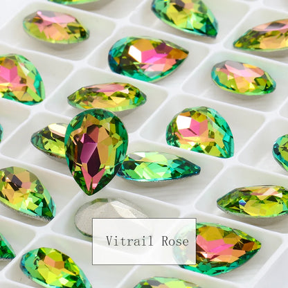 Twinkling Violet Tear Drop K9 Glass Rhinestones Glass Crystal Pointback Rhinestones Glue on Garment Crafts Jewelry Accessories