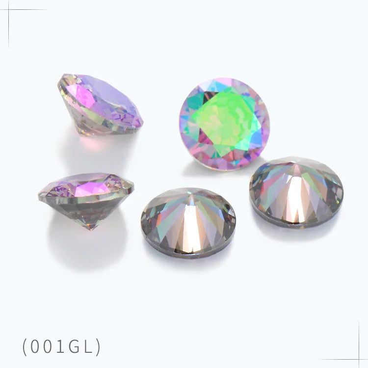 4-10mm Pointback Zirconia Rhinestones Round Shape Zircon Crystals Jewelry Stone Zirconia Colorful Glue On Strass