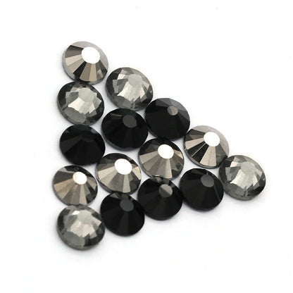 Black Rhinestones For Nails Round Shape Hotfix Stones And Crystals SS3 - SS30 Flatback Rhinestone Glass Strass Hotfix