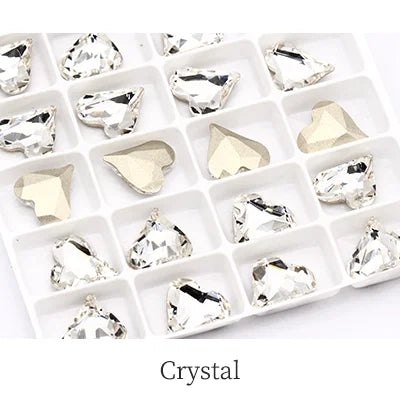 12x13mm Heart Shape Glass Pointback Rhinestones Crystal Glue-on Rhinestones Clothes Decoration Strass Stones DIY Accessories