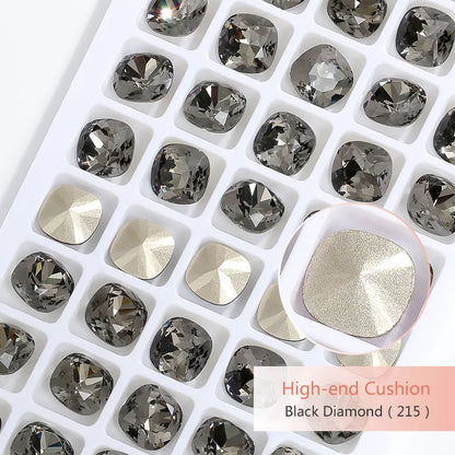 10Pcs Cushion Shaped K9 Glass Crystals for Crafts Sew On Rhinestones Crystal Stone Glue On Pointback Rhinestones for Needlework