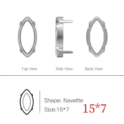 50pcs All Shapes All Sizes Copper Claws High Quality Metal Base Setting for Rhinestones Crystals Sew on Clothing Crafts