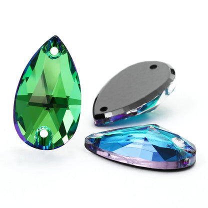 Sphinx Green K9 Glass Strass Crystal Sew on Rhinestones for Clothing Crafts Tear Drop Stones Flat Back Buttons Sew on Bags Dress