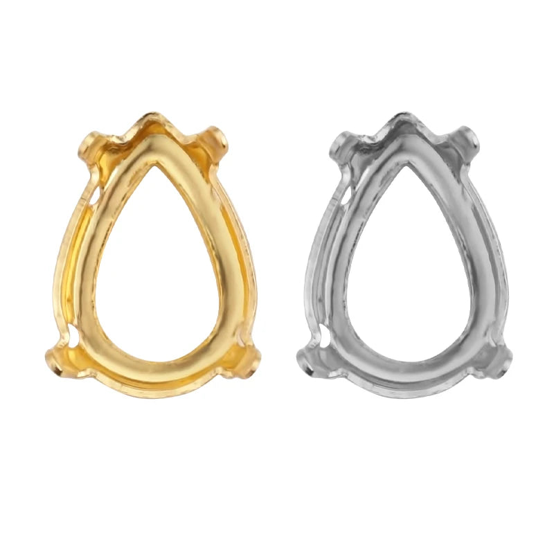 Tear Drop Empty Rhinestone Claws Hollow Out Strass Stones Container Silver Golden Color Rhinestone Base Sewing Crafts