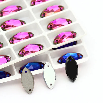 tony bead Iridescent Horse Eye K9 Glass Sew on Rhinestones High Quality Strass Crystal Flat Back Buttons Sew on Clothing Crafts